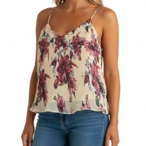 Full Tilt Floral Print Crinkle Texture Cropped Camisole Top